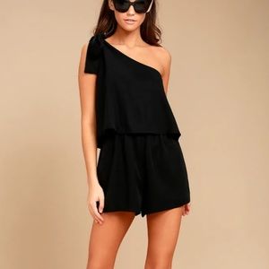 Lulus Destined for Chicness Black Shoulder Romper